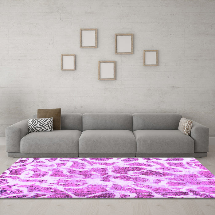 Machine Washable Abstract Purple Modern Area Rugs in a Living Room, wshabs1161pur