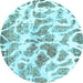 Round Abstract Light Blue Modern Rug, abs1161lblu