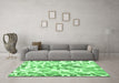 Machine Washable Abstract Emerald Green Modern Area Rugs in a Living Room,, wshabs1161emgrn