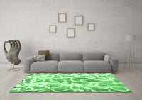 Machine Washable Abstract Emerald Green Modern Rug, wshabs1161emgrn