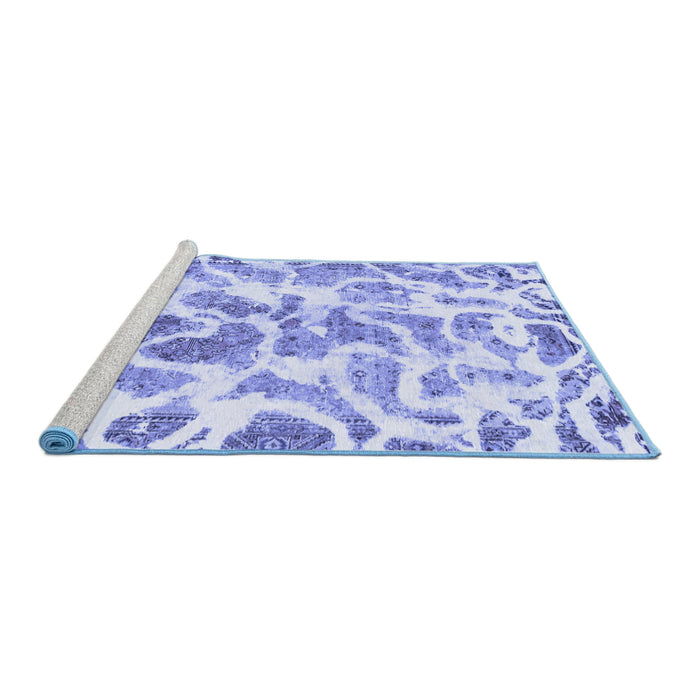Sideview of Machine Washable Abstract Blue Modern Rug, wshabs1161blu