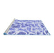 Sideview of Machine Washable Abstract Blue Modern Rug, wshabs1161blu