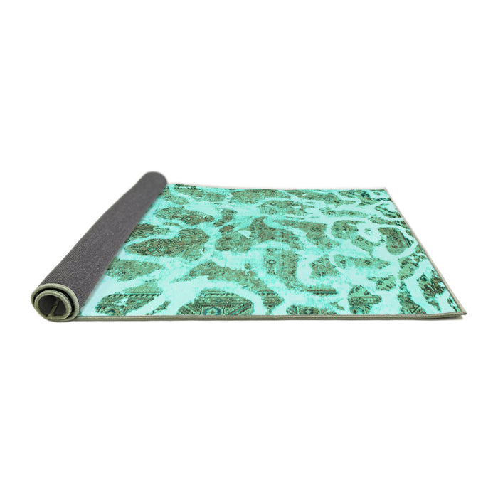 Sideview of Abstract Turquoise Modern Rug, abs1161turq