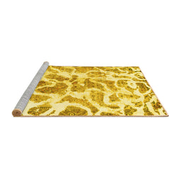 Sideview of Machine Washable Abstract Yellow Modern Rug, wshabs1161yw