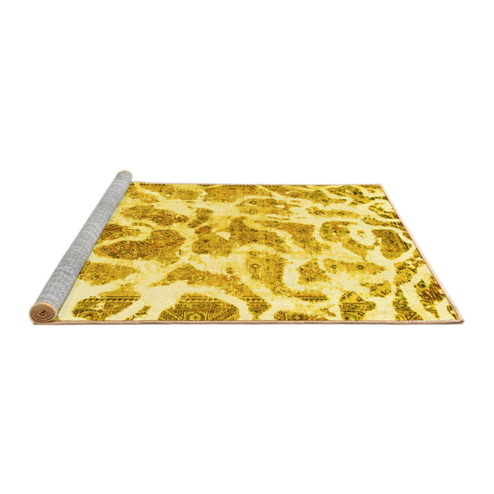 Sideview of Machine Washable Abstract Yellow Modern Rug, wshabs1161yw
