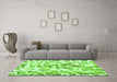 Machine Washable Abstract Green Modern Area Rugs in a Living Room,, wshabs1161grn