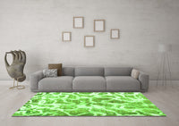 Machine Washable Abstract Green Modern Rug, wshabs1161grn