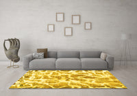 Machine Washable Abstract Yellow Modern Rug, wshabs1161yw