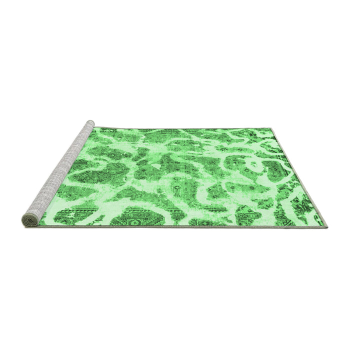 Sideview of Machine Washable Abstract Emerald Green Modern Area Rugs, wshabs1161emgrn