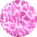 Round Machine Washable Abstract Pink Modern Rug, wshabs1161pnk