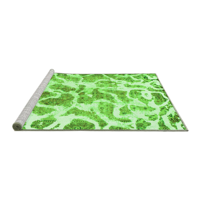 Sideview of Machine Washable Abstract Green Modern Area Rugs, wshabs1161grn