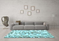 Machine Washable Abstract Light Blue Modern Rug, wshabs1161lblu