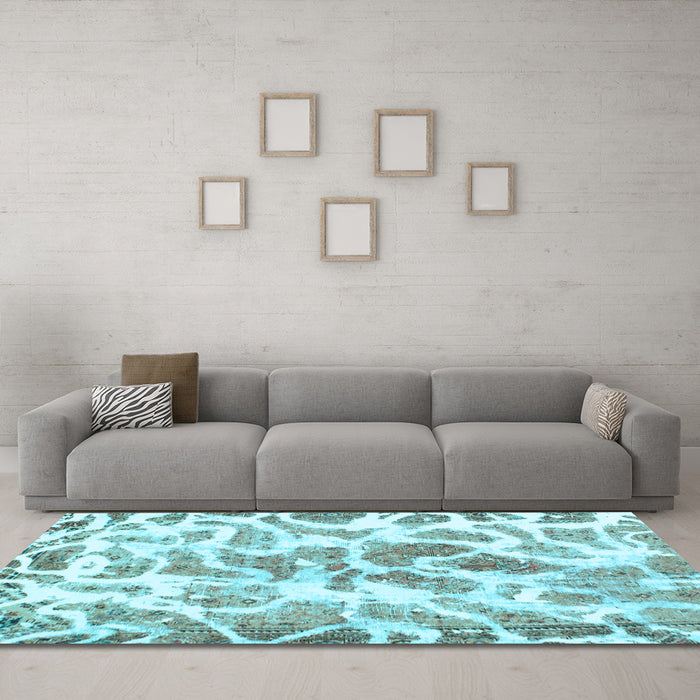 Machine Washable Abstract Light Blue Modern Rug in a Living Room, wshabs1161lblu