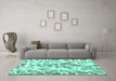 Machine Washable Abstract Turquoise Modern Area Rugs in a Living Room,, wshabs1161turq