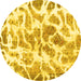 Round Abstract Yellow Modern Rug, abs1161yw