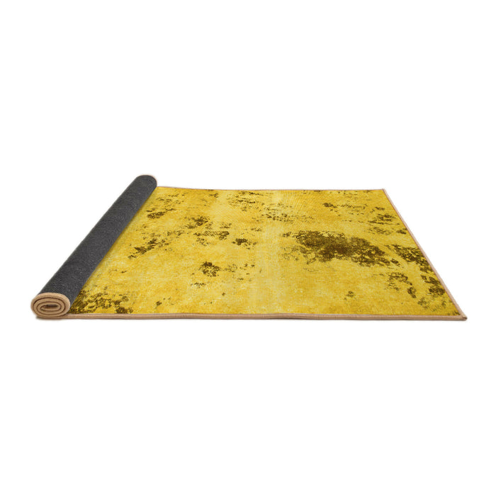 Sideview of Solid Yellow Modern Rug, abs1162yw