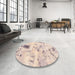 Abstract Khaki Rose Pink Solid Rug in a Kitchen, abs1162