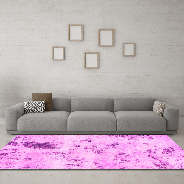 Machine Washable Solid Pink Modern Rug in a Living Room, wshabs1162pnk