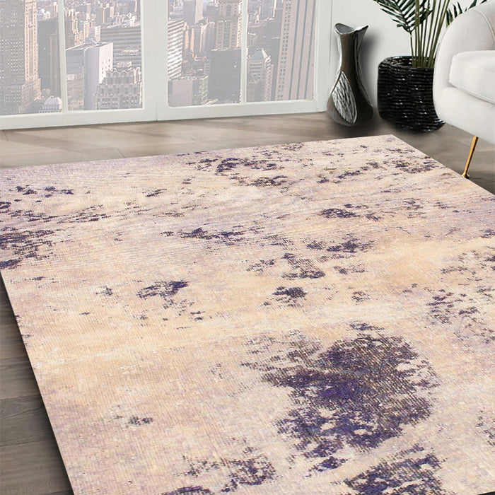 Machine Washable Abstract Khaki Rose Pink Rug in a Family Room, wshabs1162