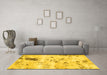 Machine Washable Solid Yellow Modern Rug in a Living Room, wshabs1162yw