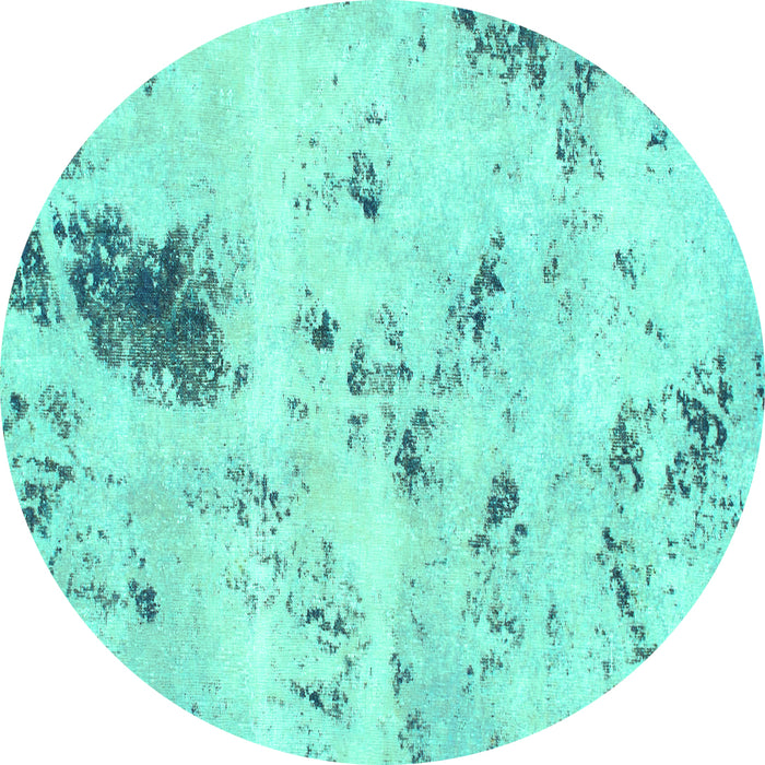 Round Solid Turquoise Modern Rug, abs1162turq