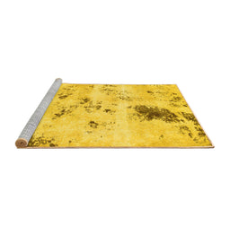 Sideview of Machine Washable Solid Yellow Modern Rug, wshabs1162yw