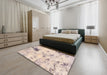 Machine Washable Abstract Khaki Rose Pink Rug in a Bedroom, wshabs1162