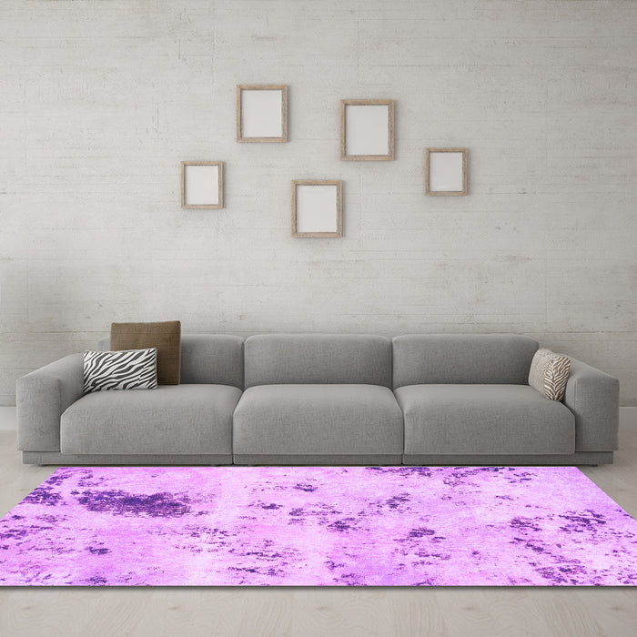 Machine Washable Solid Purple Modern Area Rugs in a Living Room, wshabs1162pur