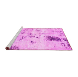 Sideview of Machine Washable Solid Pink Modern Rug, wshabs1162pnk