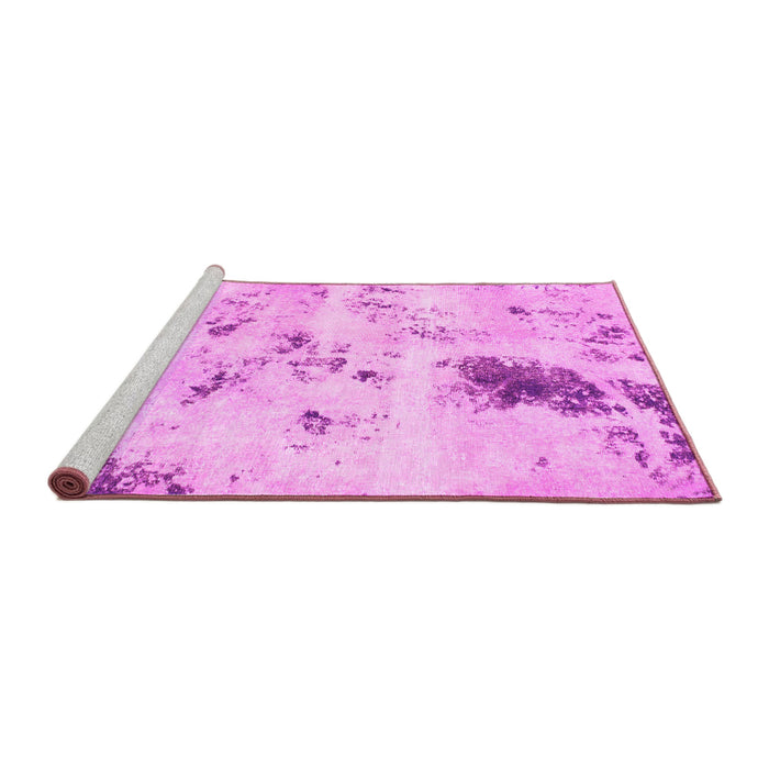Sideview of Machine Washable Solid Pink Modern Rug, wshabs1162pnk