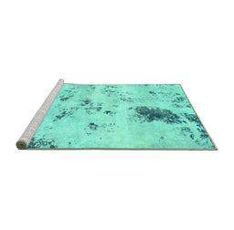 Sideview of Machine Washable Solid Turquoise Modern Area Rugs, wshabs1162turq