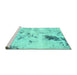 Sideview of Machine Washable Solid Turquoise Modern Area Rugs, wshabs1162turq