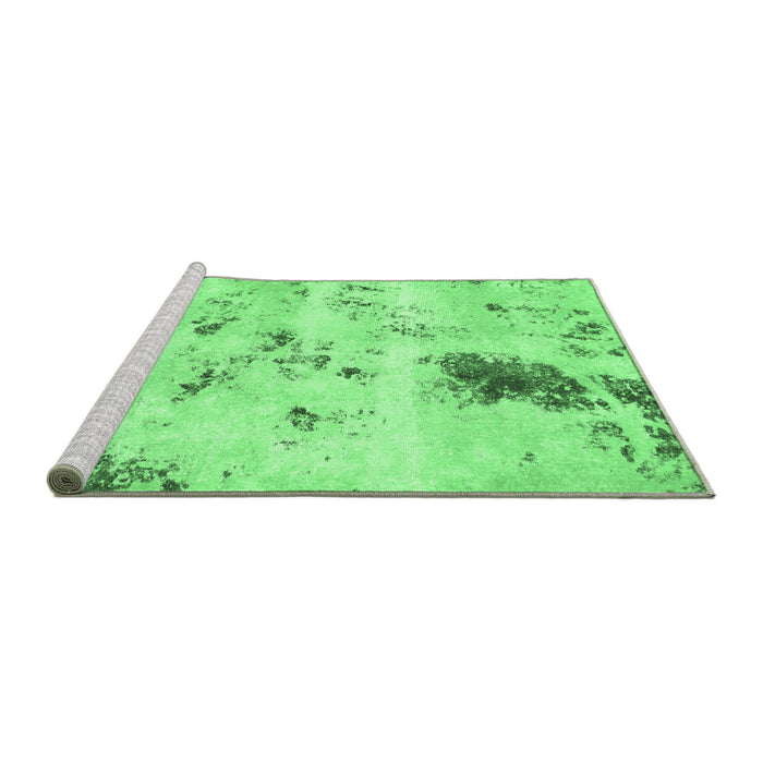 Sideview of Machine Washable Solid Emerald Green Modern Area Rugs, wshabs1162emgrn