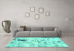 Machine Washable Solid Turquoise Modern Area Rugs in a Living Room,, wshabs1162turq