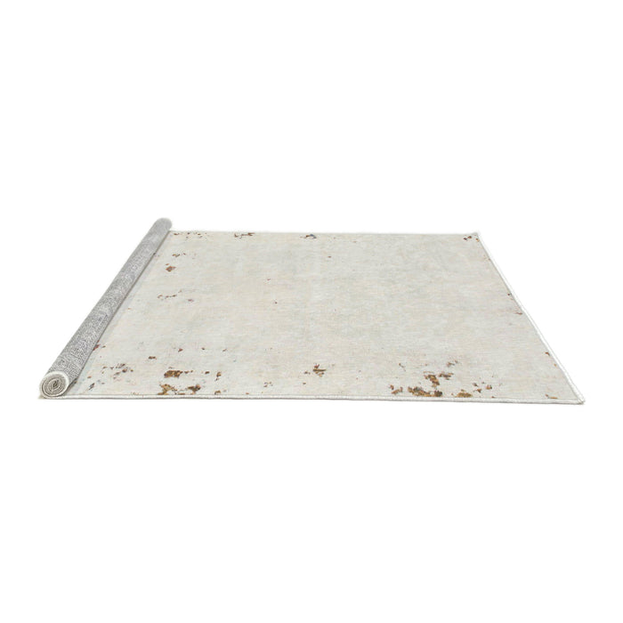 Sideview of Machine Washable Abstract White Gold Rug, wshabs1163