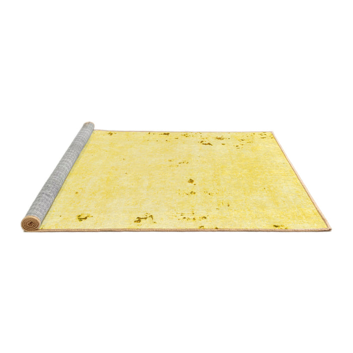 Sideview of Machine Washable Solid Yellow Modern Rug, wshabs1163yw