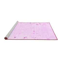 Sideview of Machine Washable Solid Pink Modern Rug, wshabs1163pnk