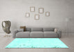 Machine Washable Solid Turquoise Modern Area Rugs in a Living Room,, wshabs1163turq