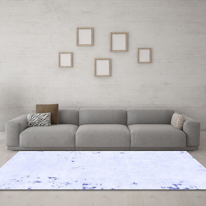 Machine Washable Solid Blue Modern Rug in a Living Room, wshabs1163blu