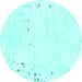 Round Solid Turquoise Modern Rug, abs1163turq