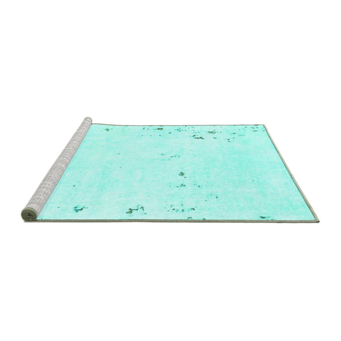 Sideview of Machine Washable Solid Turquoise Modern Area Rugs, wshabs1163turq