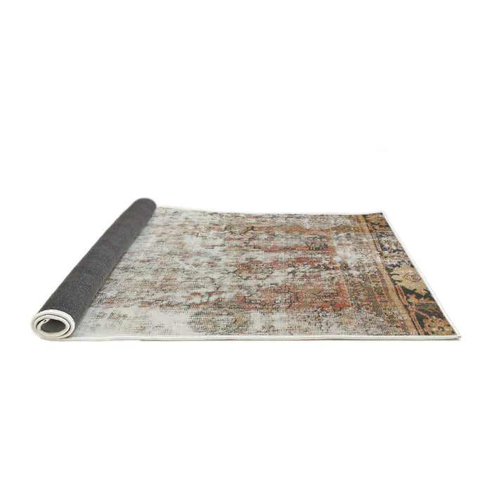 Sideview of Abstract Dark Almond Brown Modern Rug, abs1164