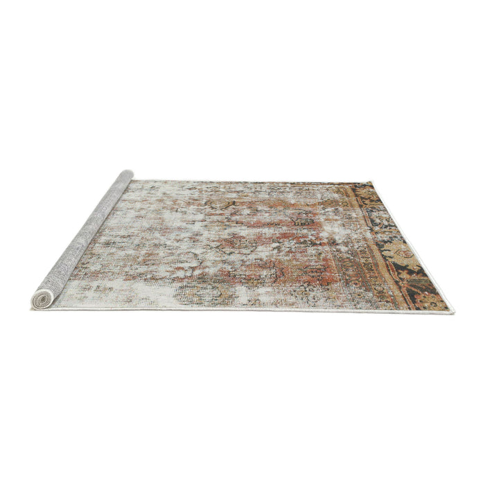 Sideview of Machine Washable Abstract Dark Almond Brown Rug, wshabs1164