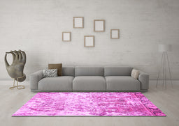 Machine Washable Abstract Pink Modern Rug in a Living Room, wshabs1164pnk