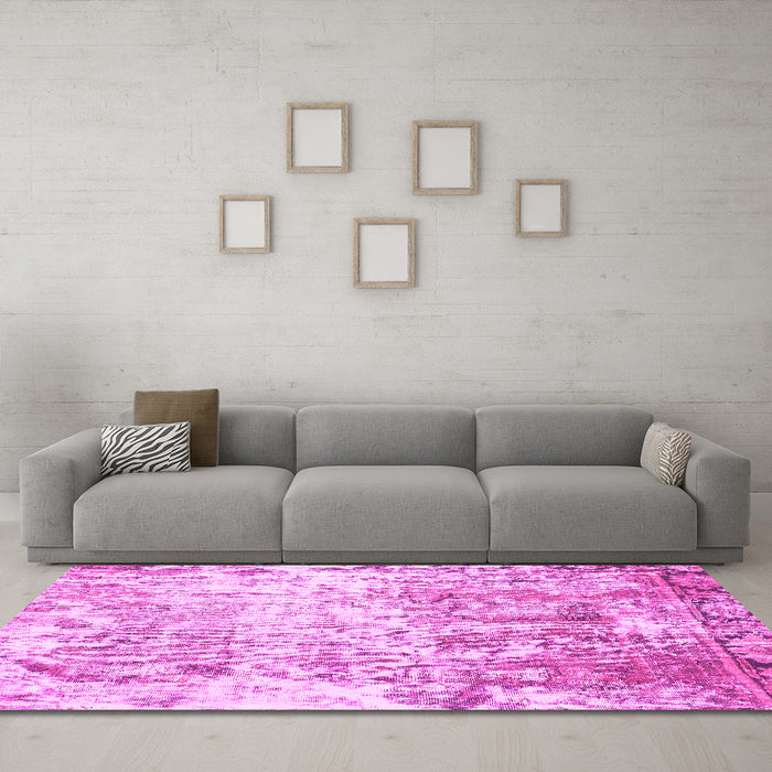 Machine Washable Abstract Pink Modern Rug in a Living Room, wshabs1164pnk