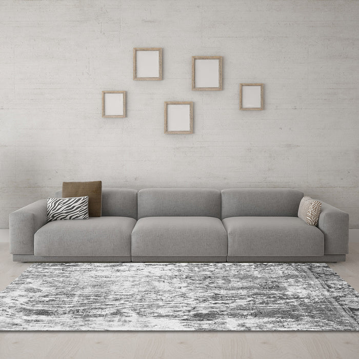 Machine Washable Abstract Gray Modern Rug in a Living Room,, wshabs1164gry