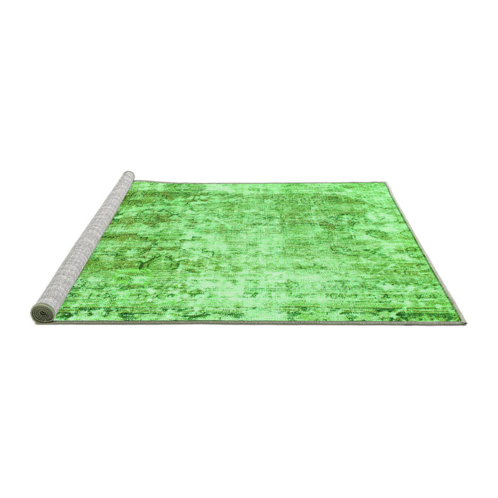 Sideview of Machine Washable Abstract Green Modern Area Rugs, wshabs1164grn