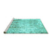 Sideview of Machine Washable Abstract Turquoise Modern Area Rugs, wshabs1164turq