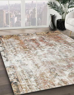 Abstract Dark Almond Brown Modern Rug in Family Room, abs1164