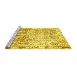 Sideview of Machine Washable Abstract Yellow Modern Rug, wshabs1164yw